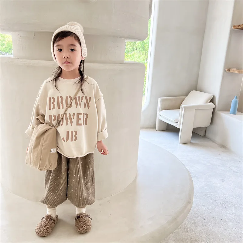 2022 Autumn New Children Long Sleeve T Shirts Fashion Letter Print T Shirts For Boys Girls Casual Tops Cotton Baby Clothes