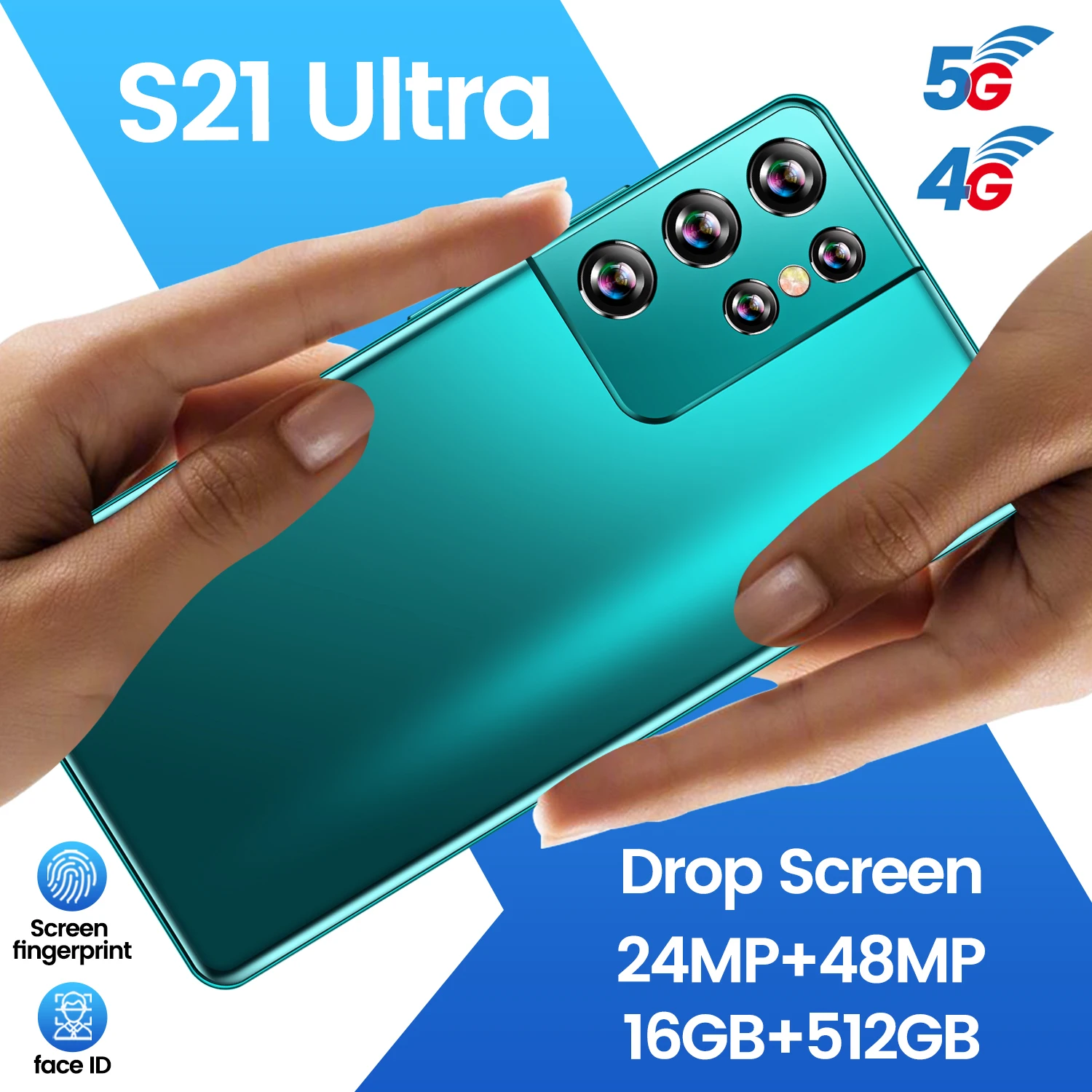 Смартфон глобальная версия S21 Ultra 6 1 дюйма 16 ГБ ОЗУ + 512 Гб ПЗУ Android 11 0 5000 мАч 48 МП |