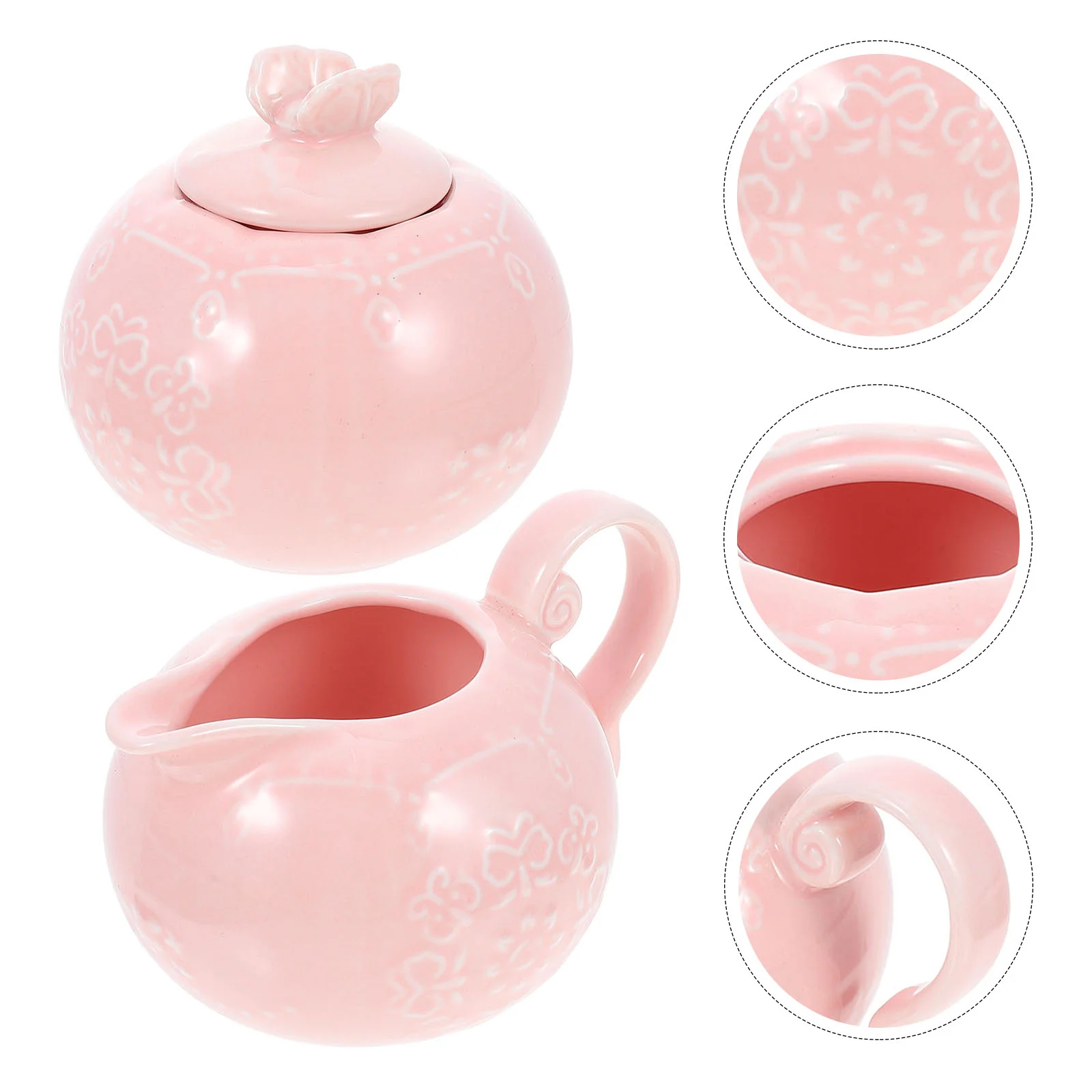 

1 Set Home Ceramic Restaurants Mug Dispenser Sugar Pitcher Relief Pattern Pot