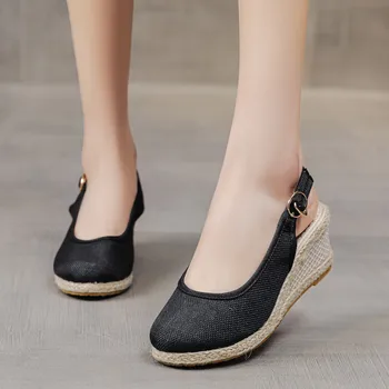 Sandals Women 2023 Beach Shoes Sandals Breathable Toe Weave Buckle Strap Womens Sandals Wide Tassel Sandals For Women sandalias 1