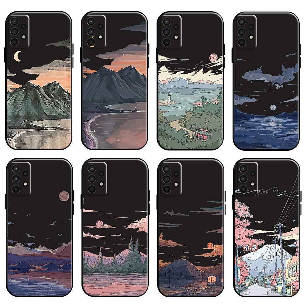 

Landscape Painting For Samsung Galaxy For A10 A11 A12 A20 A21 A21S A22 A31 A32 A51 A52 A70 A71 A72 5G Phone Case Liquid Silicon