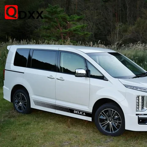 Для Mitsubishi Delica D5 L400 MPV 4-motion Стиль Спортивные полосы Наклейка на боковую юбку двери автомобиля 2 шт. Автомобильный декор кузова Виниловые наклейки