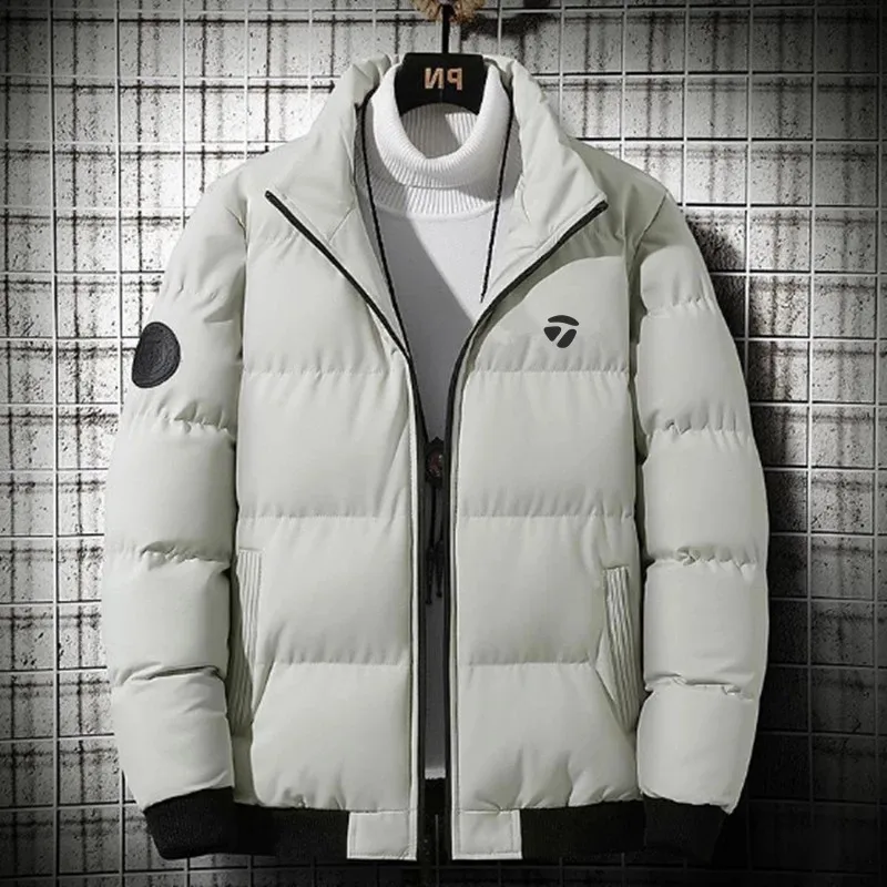 

Winter Men's Golf Jackets Stand Collar Fashion Trend Casual Windbreaker Korea Man Golf Wear Thicken Keep Warm Cotton Down Coats