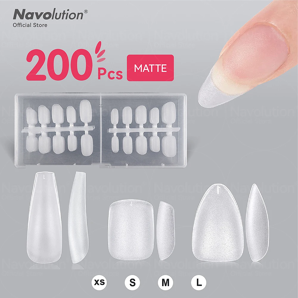 

Navolution 200pcs False Nails Acrylic Press Standard size on Artificial Nails Clear Fake Nail Tips for Extension Manicure Tool