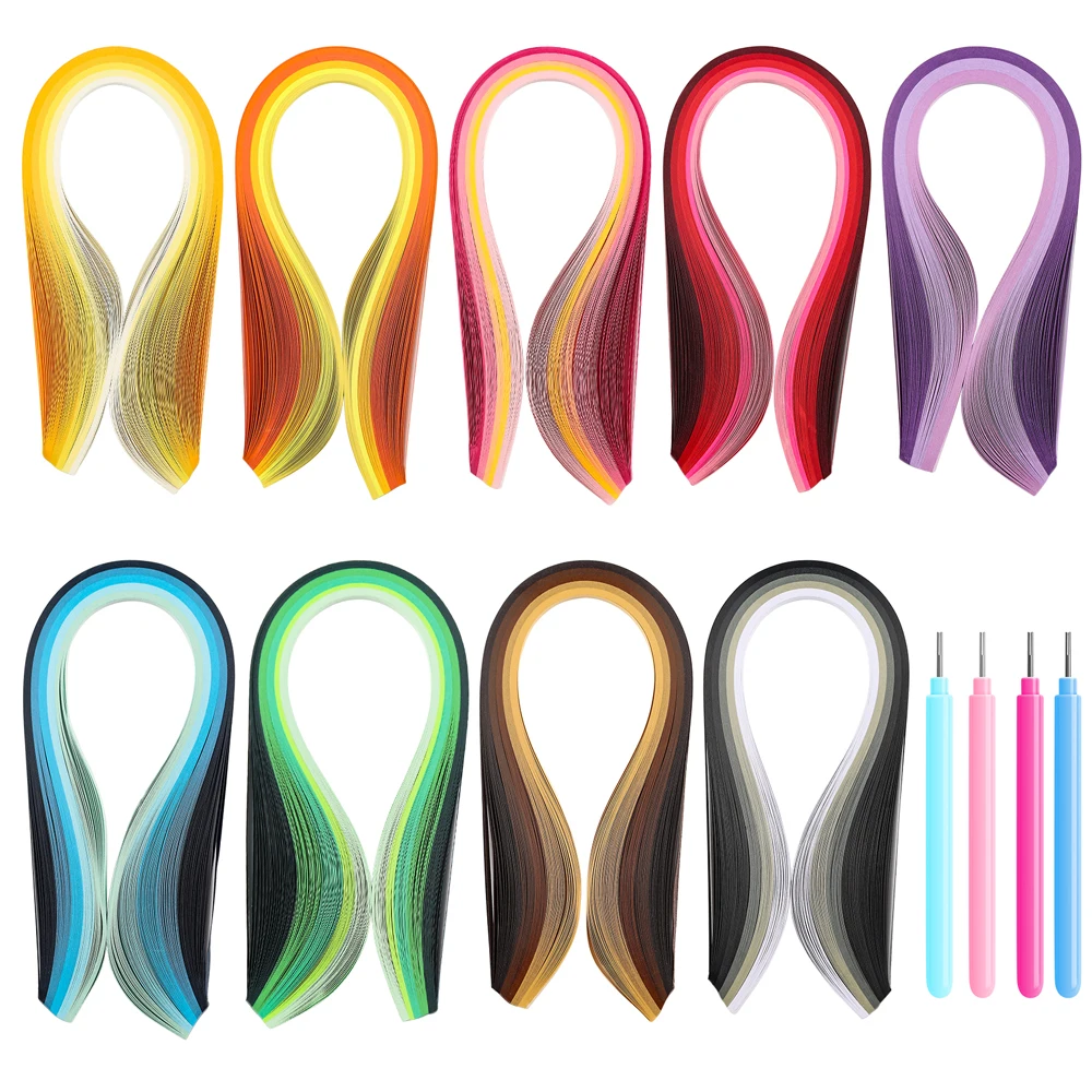 

100Pcs/Lot 9 Colors Quilling Paper Strips Set Origami Paper Craft 5MM/39CM Rolling Curling Quilling Needle Pen Handmade Supplies
