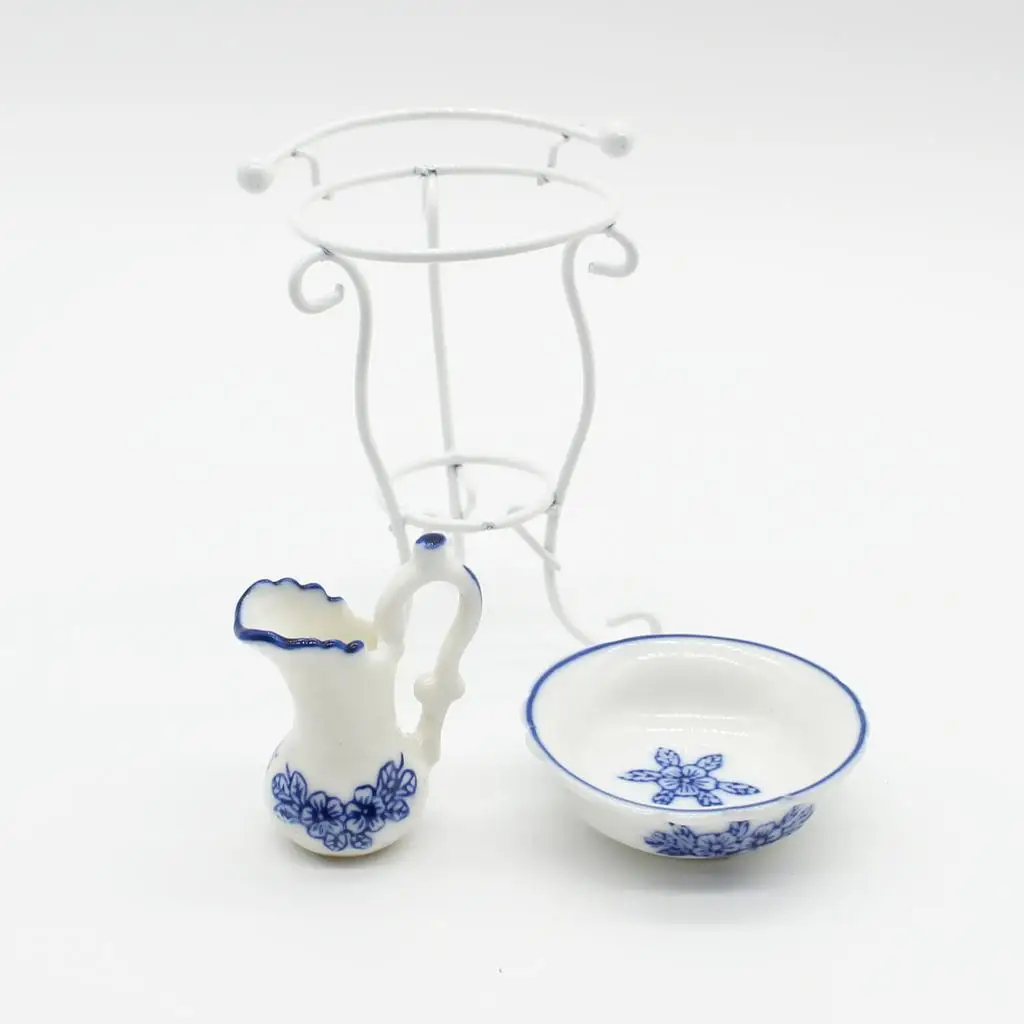 1/12 миниатюрный фарфоровый горшок для воды кукольного домика умывальник и