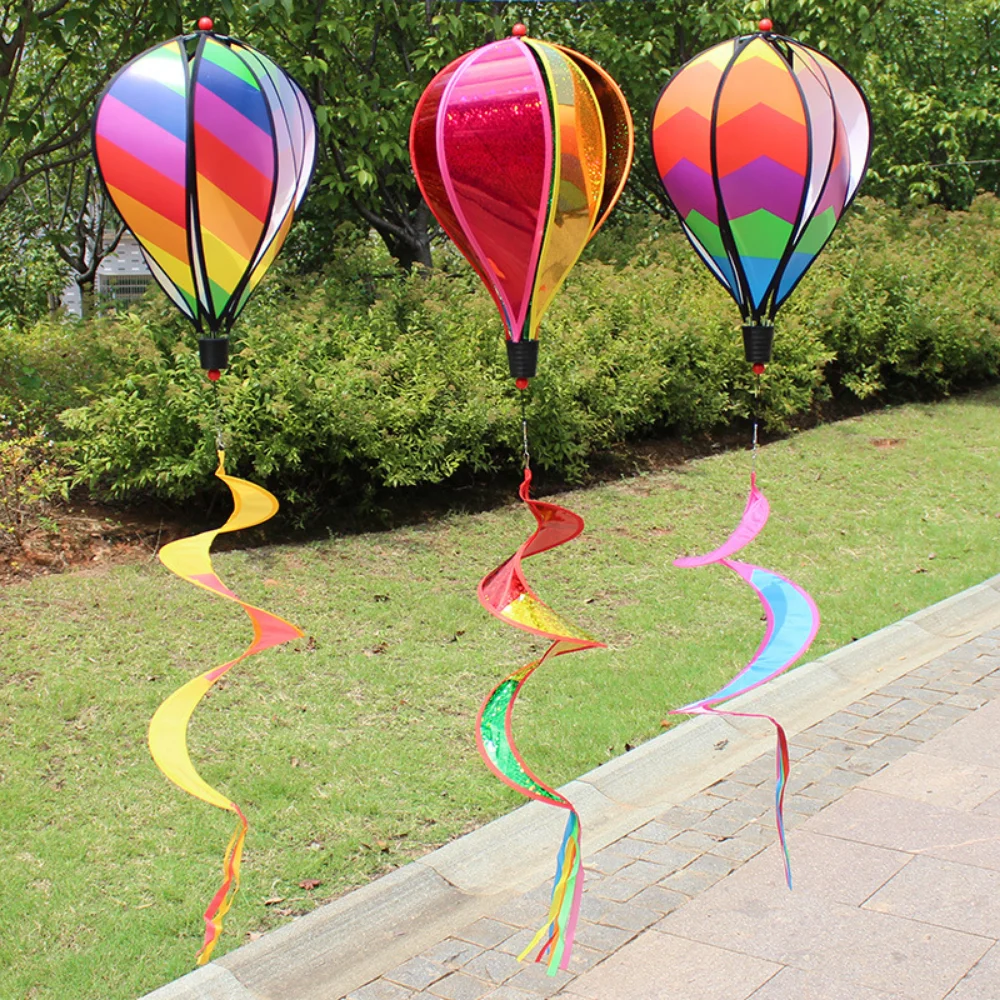 

Hot Air Balloon Wind Spinner Rainbow Hanging Wind Twister Front Yard Colorful Windmill Outdoor Garden Decor Festival Celebration