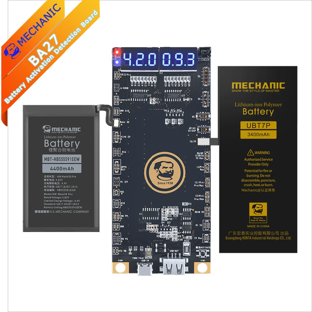 ПАНЕЛЬ ОБНАРУЖЕНИЯ аккумулятора MECHANIC BA27 быстрая зарядка с USB-кабелем последняя