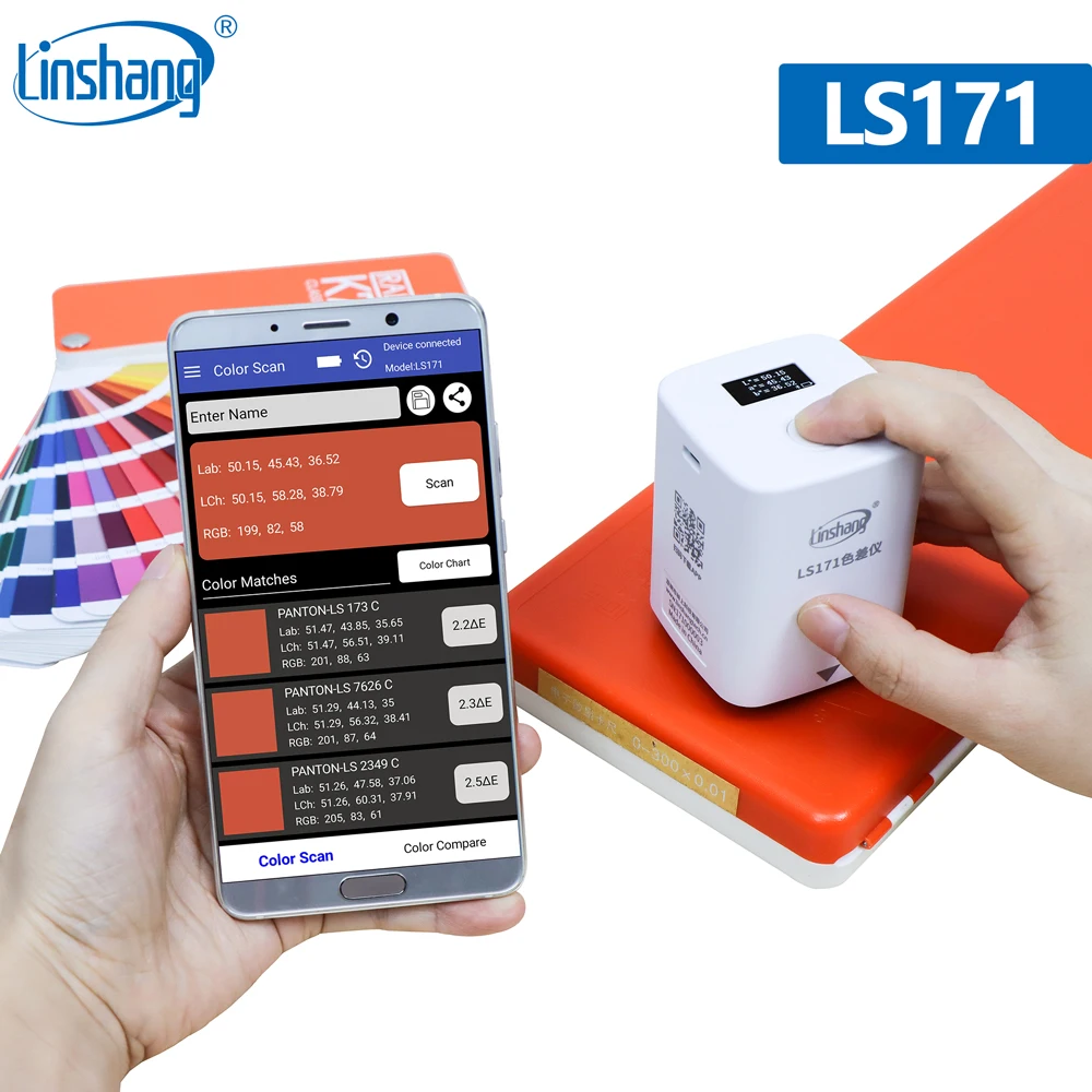 

LS171/LS170 Portable Colorimeter Color analyzer with Mobile Phone APP Screen Digital Precise LAB Color Meter Tester 8mm