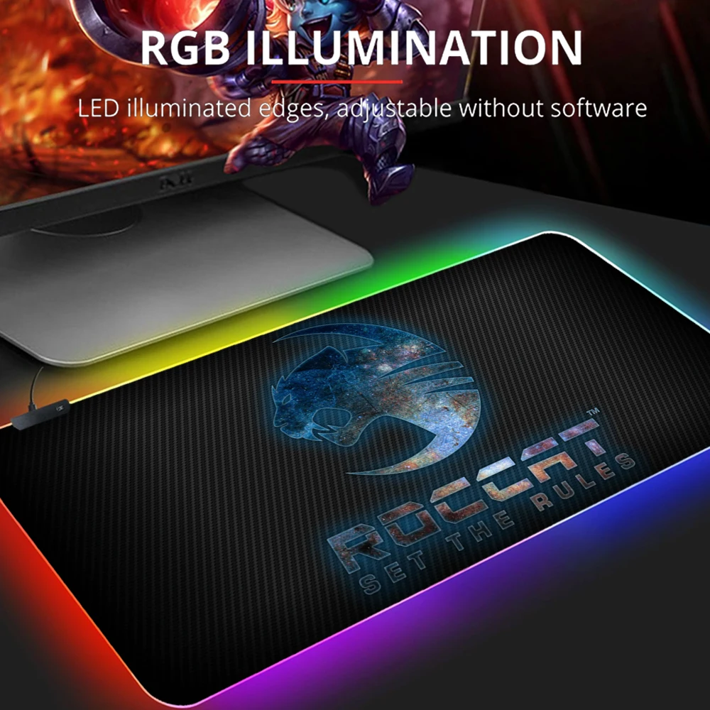 Игровой коврик для мыши Roccat RGB геймерский компьютерный с подсветкой большой