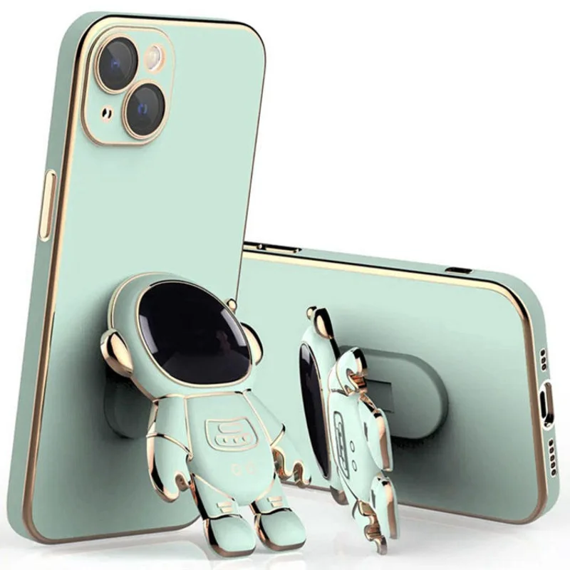 

New 6D Electroplated Luxury Astronaut Folding Stand Holder Cover S21 S22 Ultra Astronaut Phone Case For iPhone 12 13 14 Pro Max
