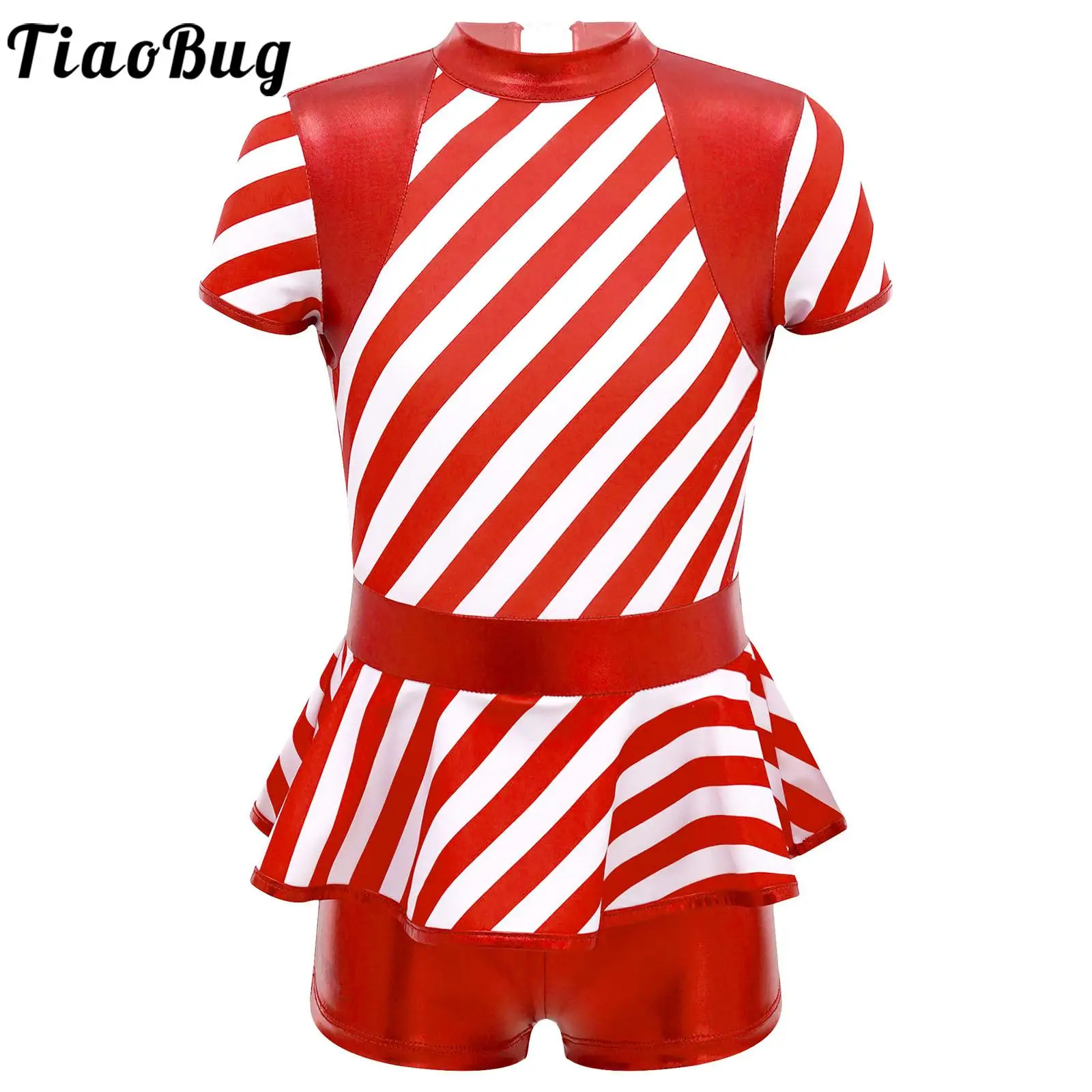 

Детское трико в полоску, с коротким рукавом и оборками