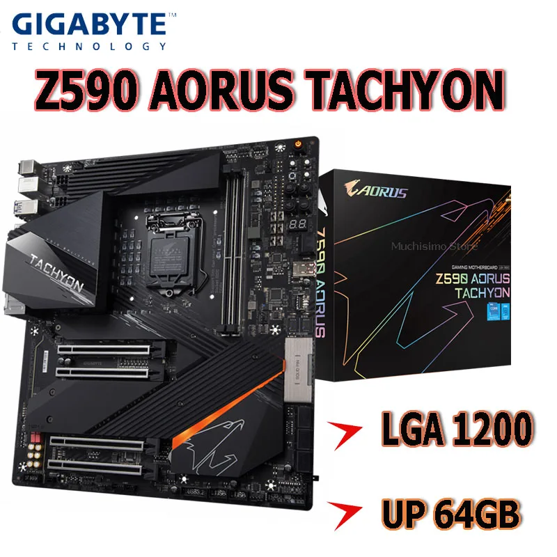 

LGA 1200 Gigabyte Z590 AORUS TACHYON Motherboard Intel Z590 Support 11th/10th Gen Mainboard 64GB DDR4 PCI-E 4.0 E-ATX 1200 NEW