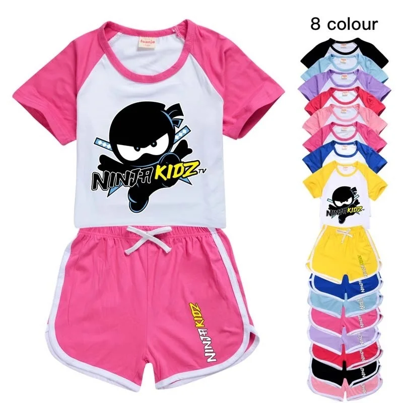 

Ninja Kidz Series A Kids Clothes Children Sportwear Suit Cotton Short Sleeve T-shirt Suit E Boy Clothes Girl Clothes Sportswear