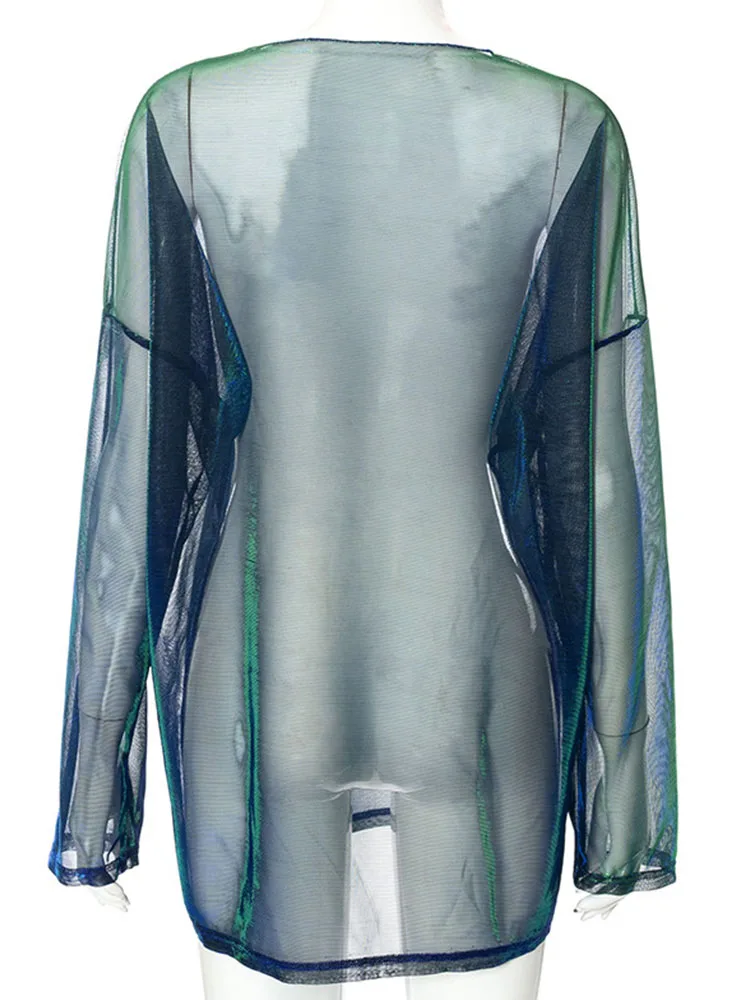 Женская прозрачная футболка с круглым вырезом