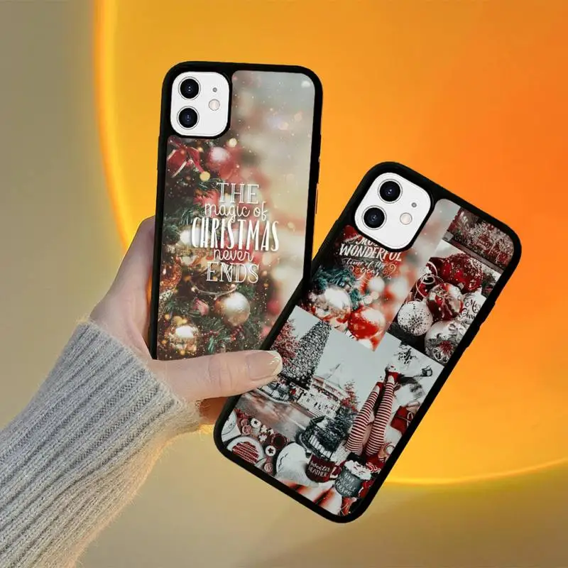 

YNDFCNB Christmas Tree Phone Case Silicone PC+TPU Case for iPhone 11 12 13 Pro Max 8 7 6 Plus X SE XR Hard Fundas