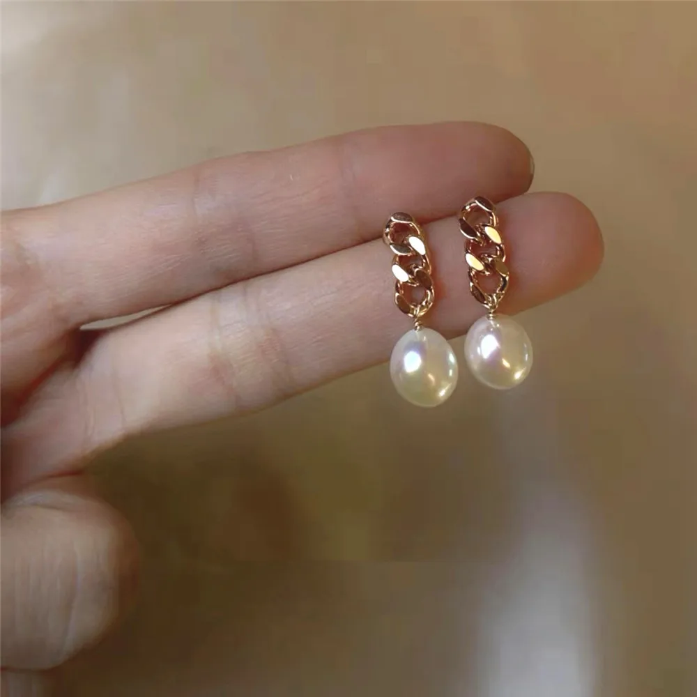 

Handmade Natural Strong Light Freshwater Baroque Pearl Drop Earrings Gold Plated Ear Studs Women 925 Silver Needle Fine Jewelry