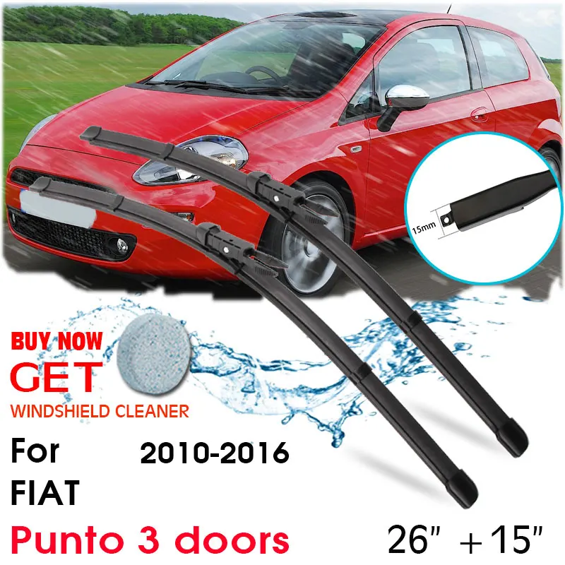 

Car Blade Front Window Windshield Rubber Silicon Refill Wiper For Fiat Punto 3 doors 2010-2016 LHD / RHD 26"+15" Car Accessories