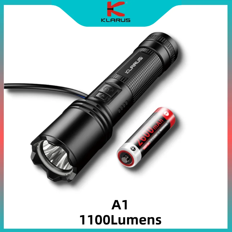 KLARUS A1 Tactical Flashlight USB Rechargeable Light max 1100 lumen beam throw 230 meter 4 working modes Torch 18650 li battery