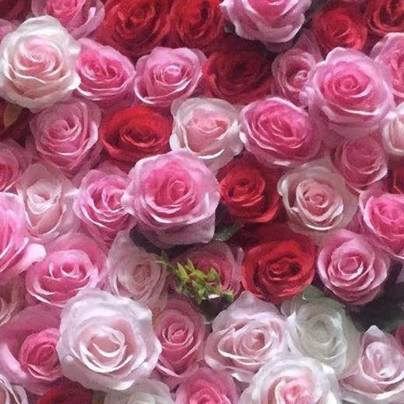 

2022 Decorative Pink Red Floral Table Artificial Silk Flowers Wall Backdrop For Wedding