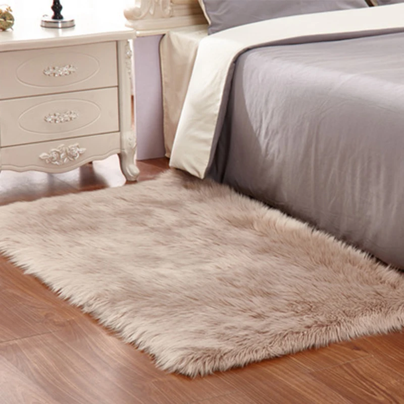

Fur Silky Rugs Faux Shaggy Mat Plush Luxury Sheepskin Small Covers Seat For Floor Area Bedroom Pad Mcao Bedside Soft Sofa