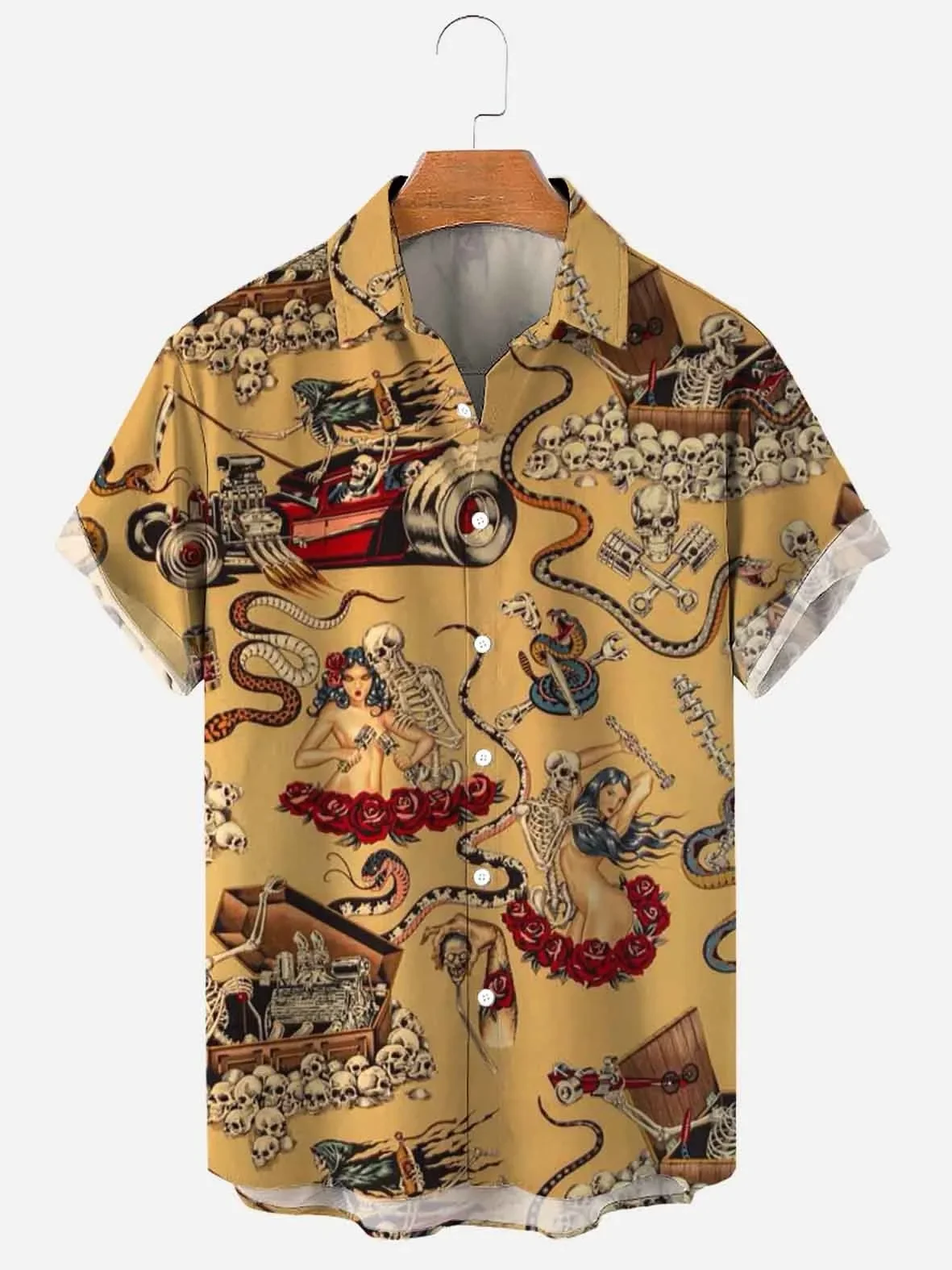 

Summer Hawaiian Shirts Mayan Culture Casual Short Sleeve Male Printed Clothes Big Size Men's Oversize Social Tops New Arrivals