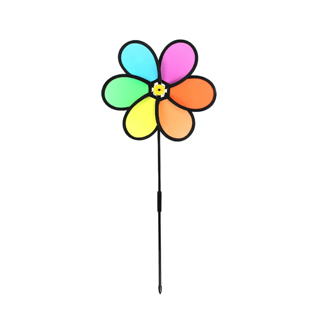 

Colorful Rainbow Flower Windmill Spinner Wind Home Garden Yard Patio Outdoor Decoration Kids Toy Lightweight Easy Removal