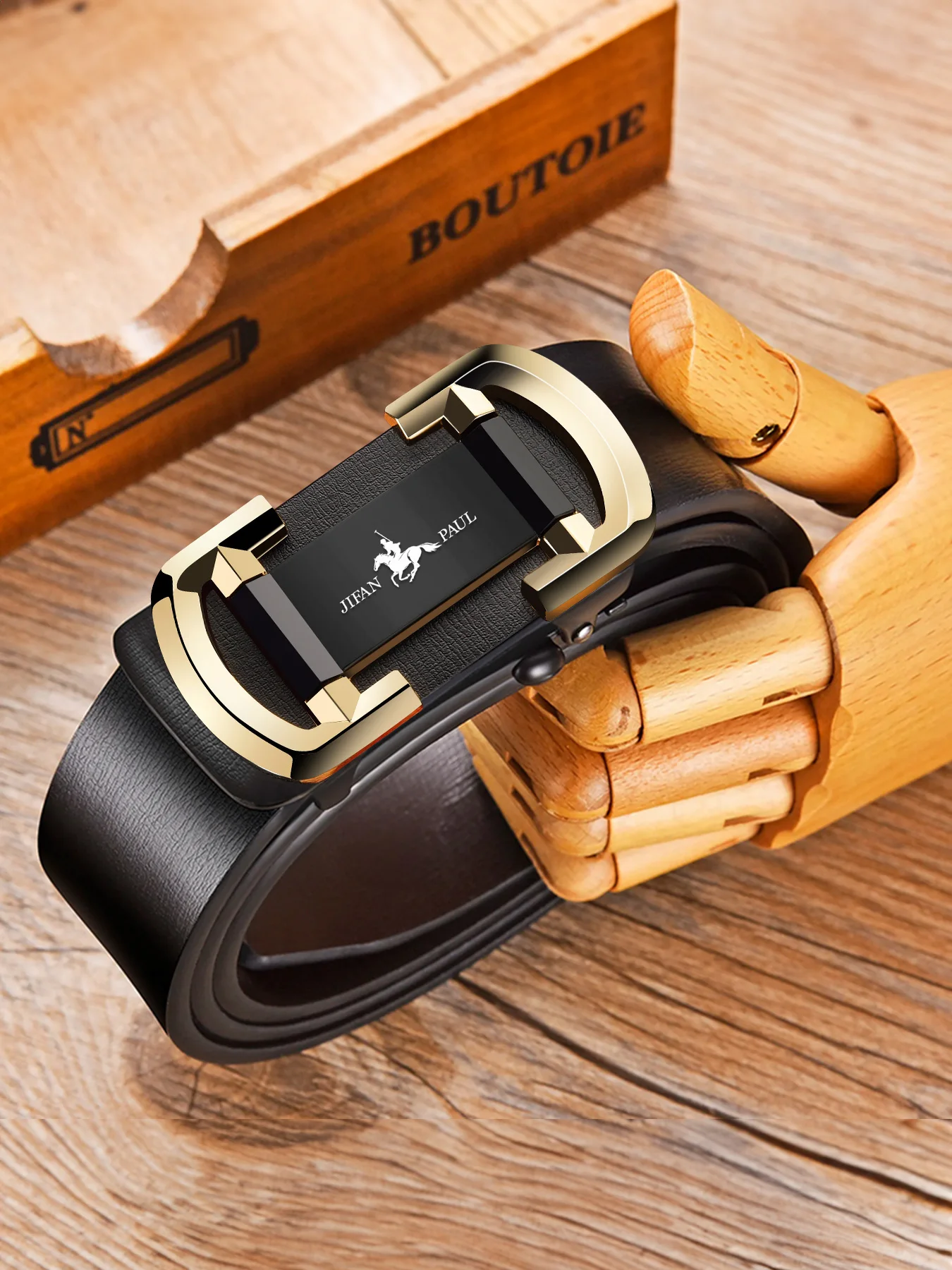 Ремень мужской кожаный с автоматической пряжкой Модный деловой пояс для джинсов