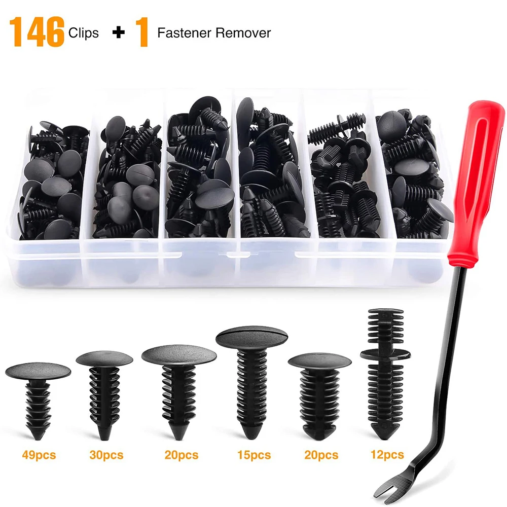 

146PCS Car Nylon Bumper Shield Retainer Double End Xmas Tree Retainers Clips Universal Auto Body Shield Retainer Fastener Clips