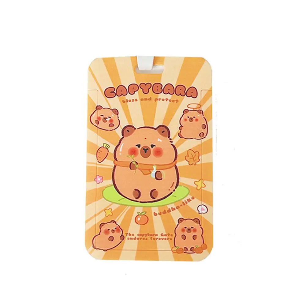 Милый пластиковый держатель для карт с надписью Капибара желтый чехол
