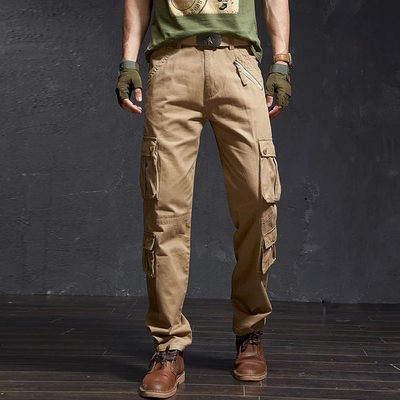 

Zipper Cargo Pants Work Overalls Cotton Outwear Multi-pocket Men Pants Tactical Trousers For Men Autum Winter Pants Male 2022