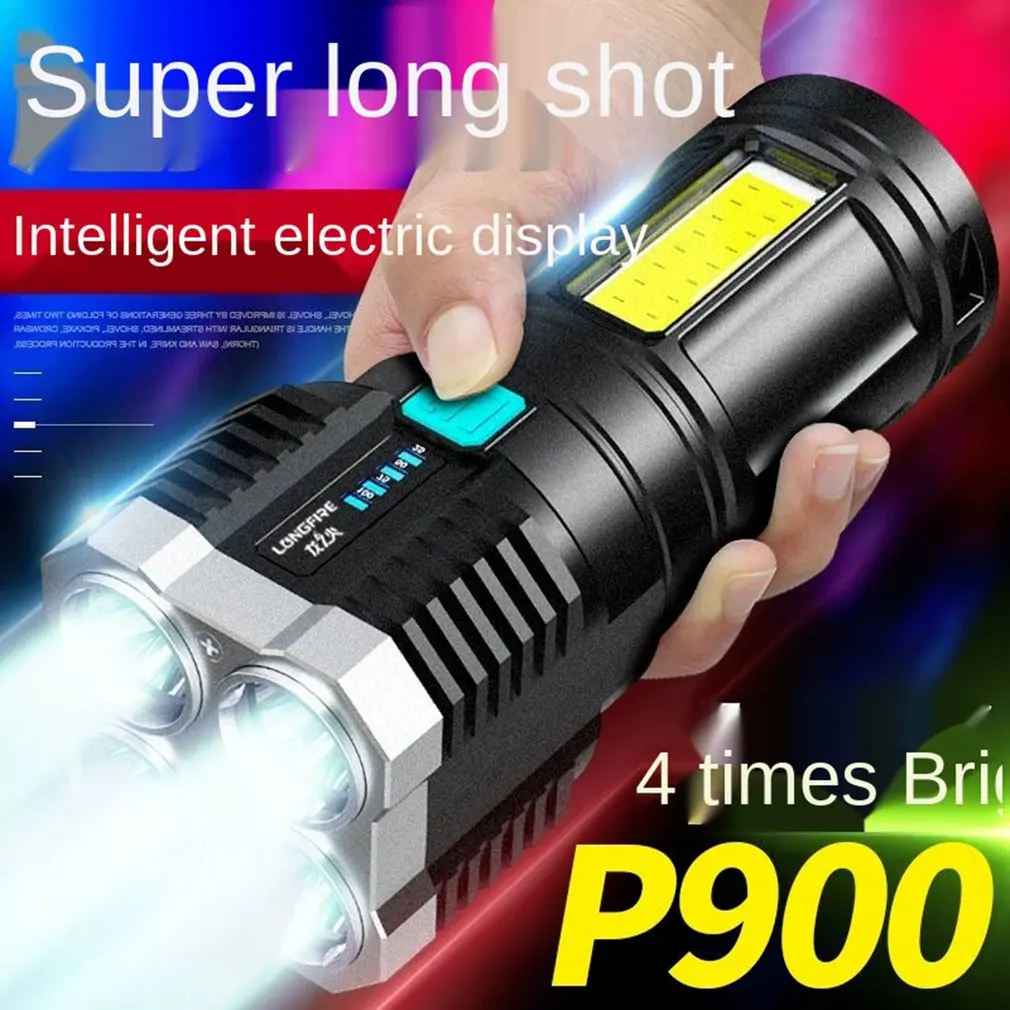 

Quad-Core Bright LED Flashlight Strong Light Rechargeable Super Bright Small Special Forces Outdoor Multi-functional Spotlight