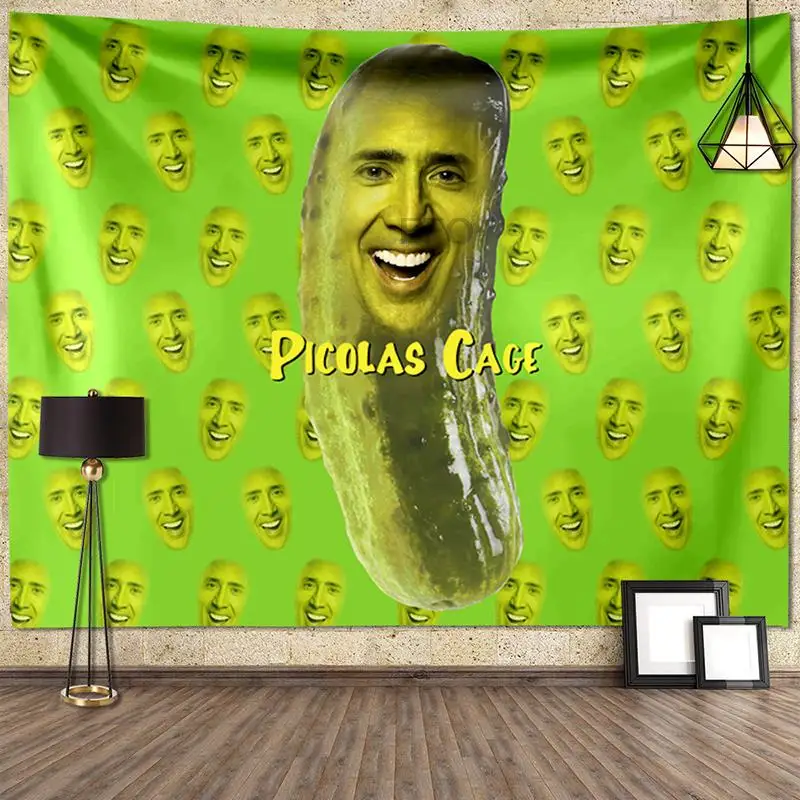 

FFO Picolas Cage Nicolas Cage Tapestry Wall Hanging Cucumber Expression Hippie Tapestries Boho Art Aesthetic Room Decor Bedroom
