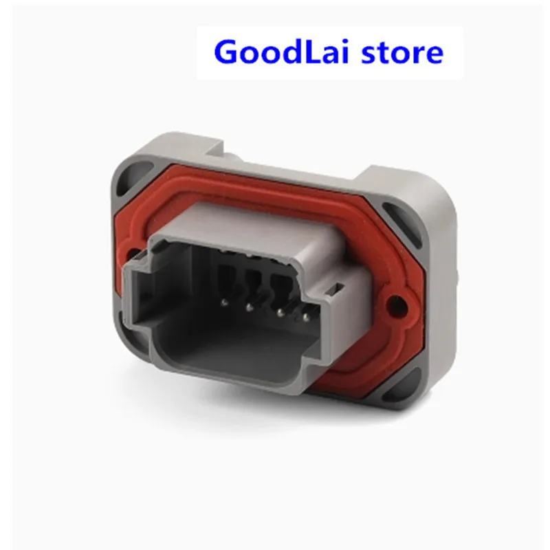 Серый прямой игольчатый водонепроницаемый разъем DT15-8P с 8 отверстиями печатной