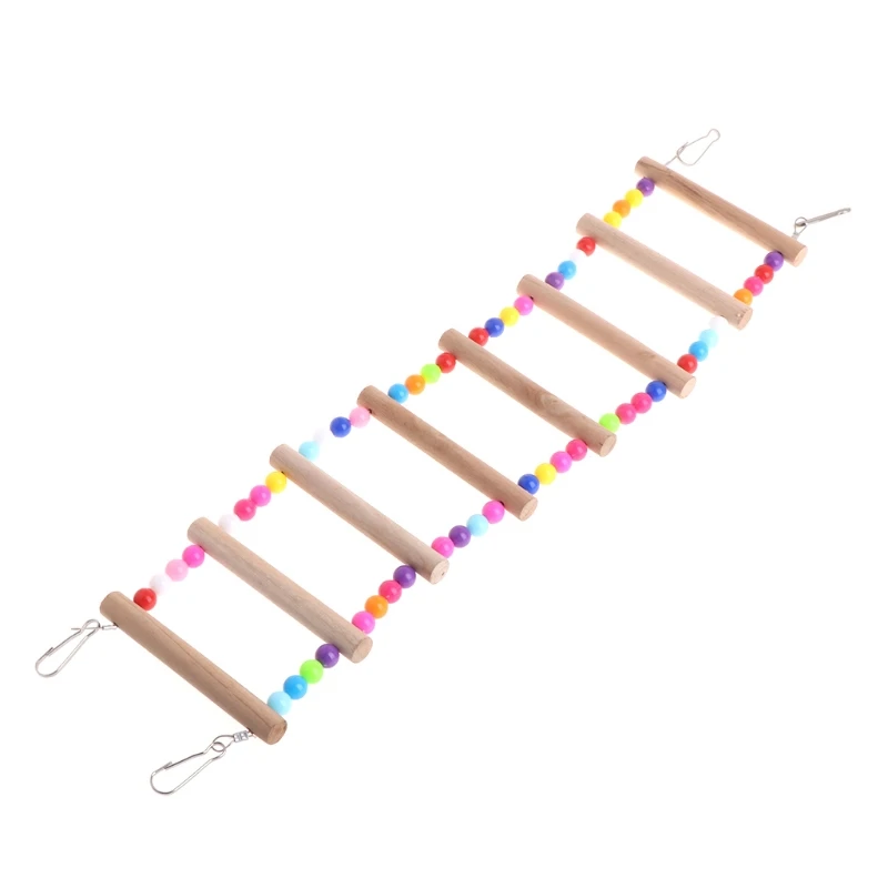 

Birds Pets Parrots Ladders Climbing Toy Hanging Colorful Balls With Natural Wood