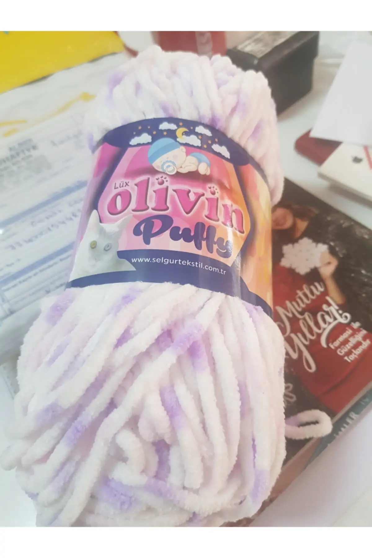 Lux (Purple Pink Spoted) puffy velvet Spotted IP 100 G 120 MT Knitting Yarn DIY Craft Yarn Hobby Yarn