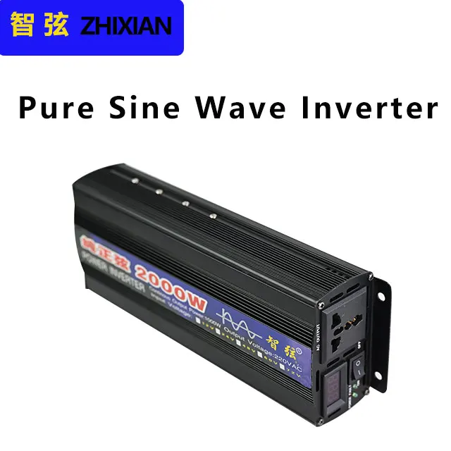

Pure sine wave inverter peak power 2000W continuous power supply DC 12V 24V to AC 220V voltage 50/60HZ solar car inverter