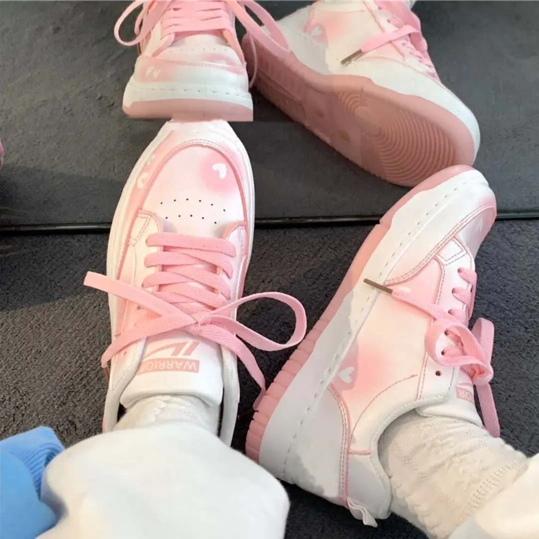 Женские кроссовки спортивная обувь Kawaii платформа плоская подошва Harajuku