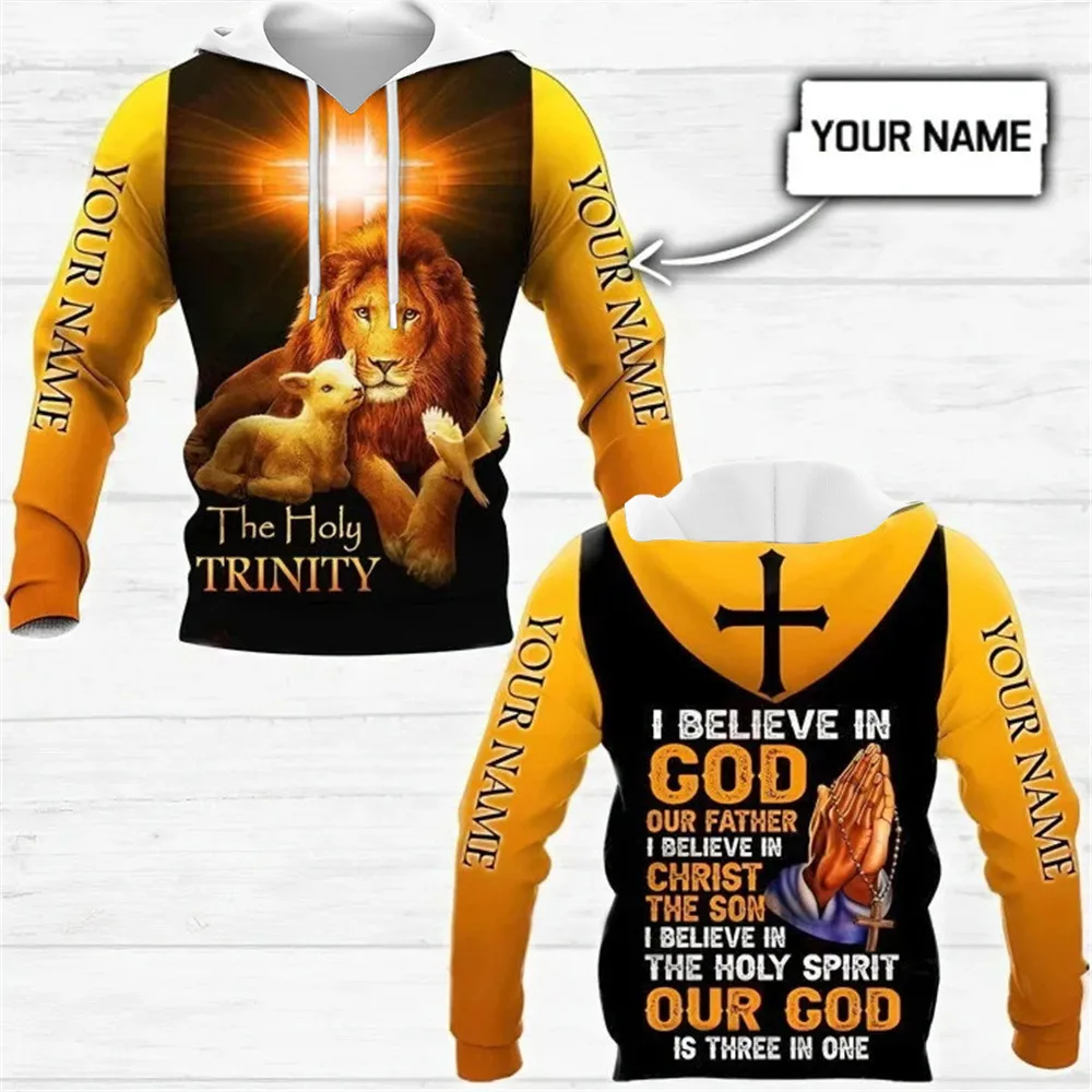 

CLOOCL Fashion Men Hoodies I Believe In God Jesus All Over Printed Hoodie DIY Name 3D Graphic Sweatshirt Casual Sportswear