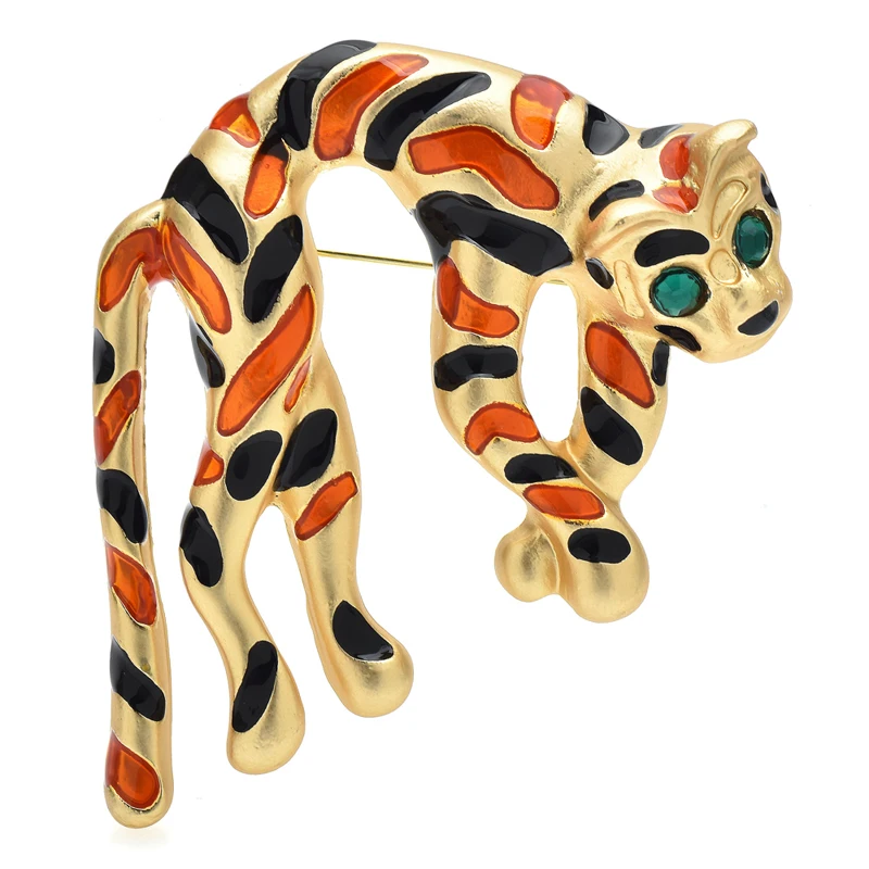 

Wuli&baby Lovely Tiger Brooches For Women Unisex 2-color Enamel Designer Animal Office Party Brooch Pin Gifts