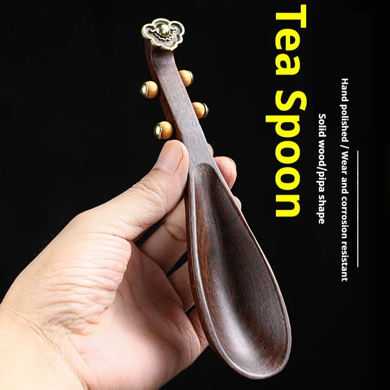 Новинка Ретро черная китайская зернистая ложка чайная KongFu лопата держатель для