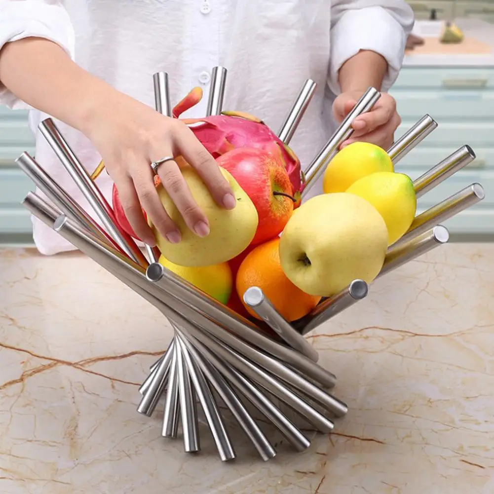 

Creative Stainless Steel Rotation Fruit Bowl Fruit Basket Fruit Stand Holder For Fruits Vegetables Bread Kitchen Bowl