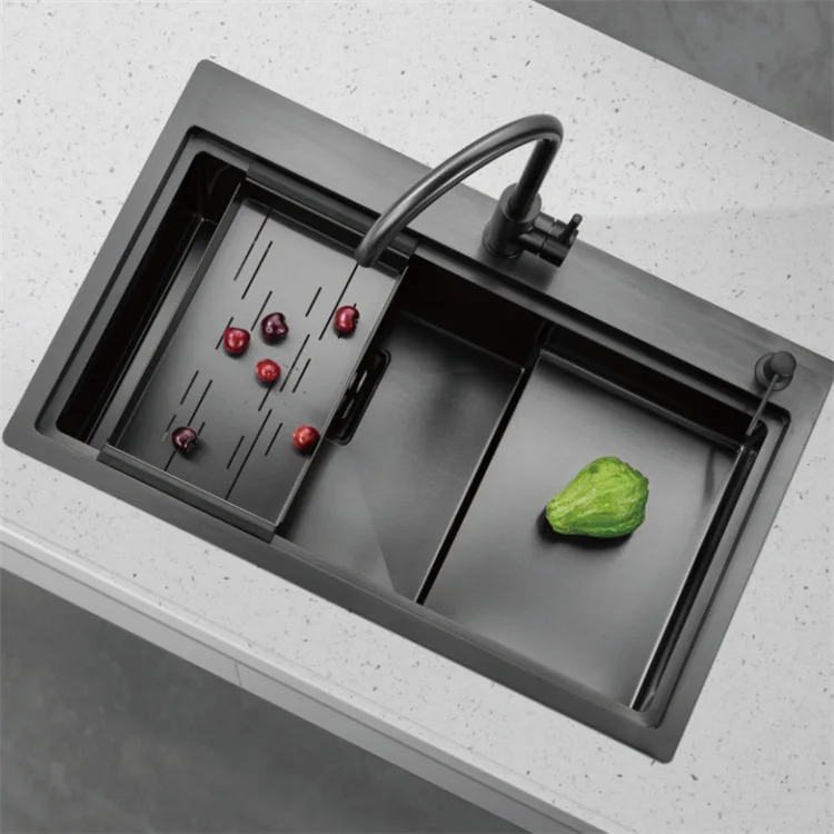 78*48cm Nano sink double tank black 304 stainless steel sink kitchen handmade large sink sink