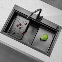 7848cm nano sink double tank black 304 stainless steel sink kitchen handmade large sink sink