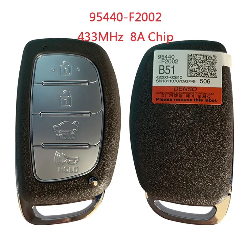 

95440-F2002 для Hyundai Elantra 2019 + подлинный умный дистанционный ключ 4 кнопки 433 МГц 8A чип 95440F2002 FCC ID CQOFD00120