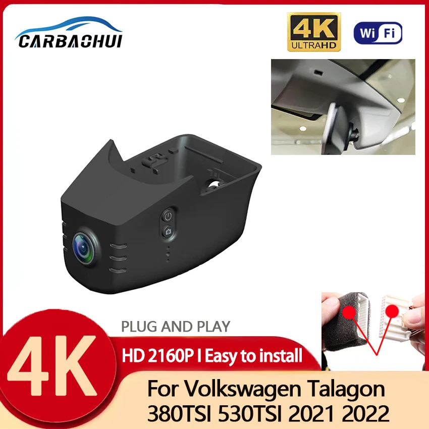 

4K HD 2160P Car DVR Plug and Play Dash Cam Camera WIFI Video Recorder For Volkswagen Talagon 380TSI 530TSI 2021,Wireless DashCam