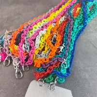 colorful rubber chain lanyard sweater necklace long silver color round for hang work cards keys id cards neck chain jewelry