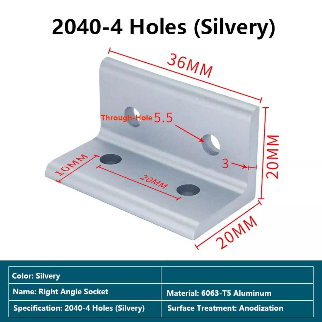 10 шт., угловые алюминиевые Кронштейны с двумя отверстиями и 4 отверстиями