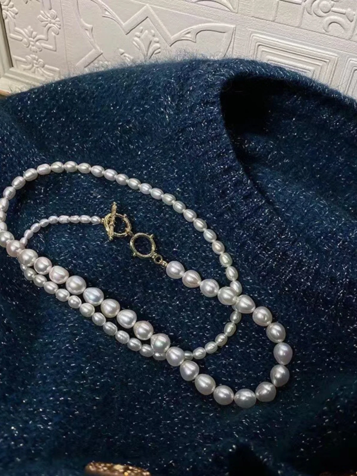 3-7 мм натуральный водный градиент рисовые бусины белый жемчуг длинное ожерелье