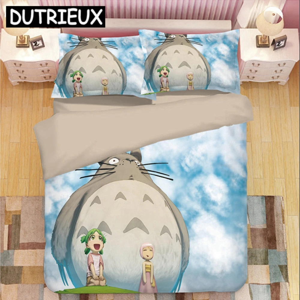 

Cartoon Totoro 3D Bedding Set Duvet Covers Pillowcases Comforter Bedding Sets Bedclothes Bed Linen Tonari No Totoro Bedding Set